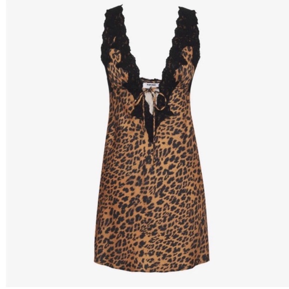NWT Rumored Leopard Print Maxi Dress with Black Lace - Picture 3 of 7